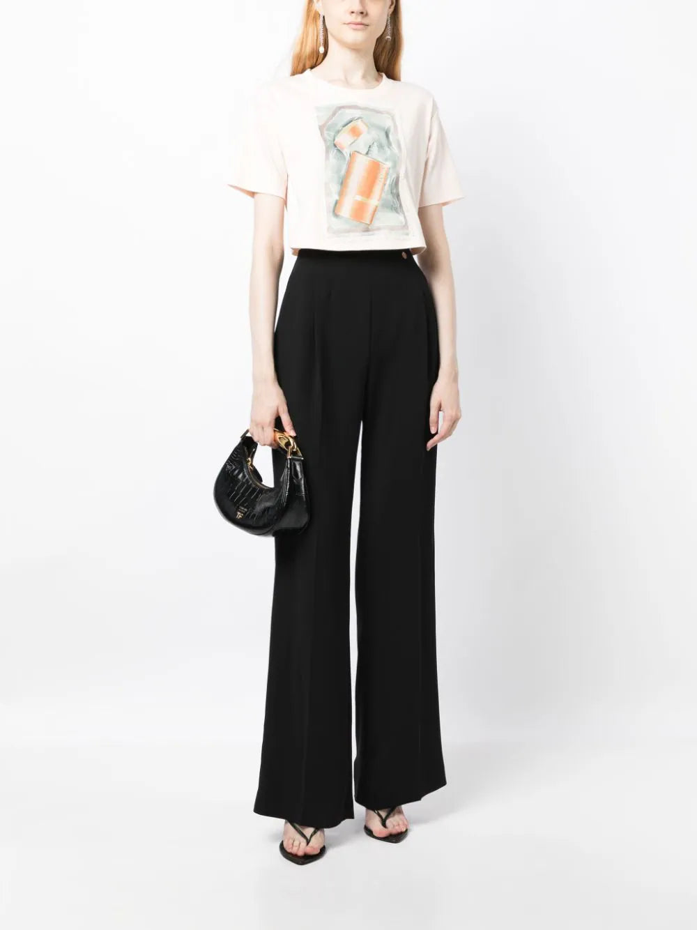 LANVIN WOMEN Scratch & Sniff Cropped T-shirt Pale Pink