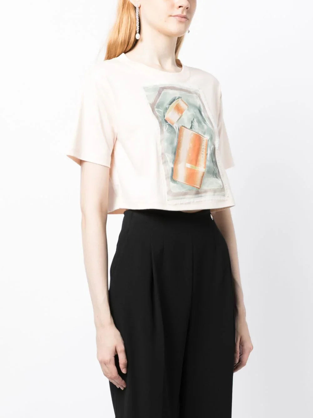 LANVIN WOMEN Scratch & Sniff Cropped T-shirt Pale Pink