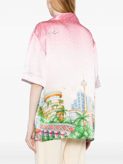CASABLANCA WOMEN Morning City View Silk Shirt Pink