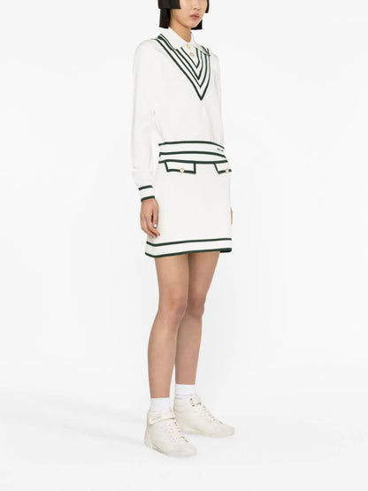 CASABLANCA WOMEN Retro Tennis Pleated Polo White
