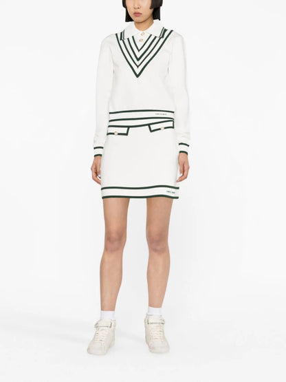 CASABLANCA WOMEN Retro Tennis Pleated Polo White