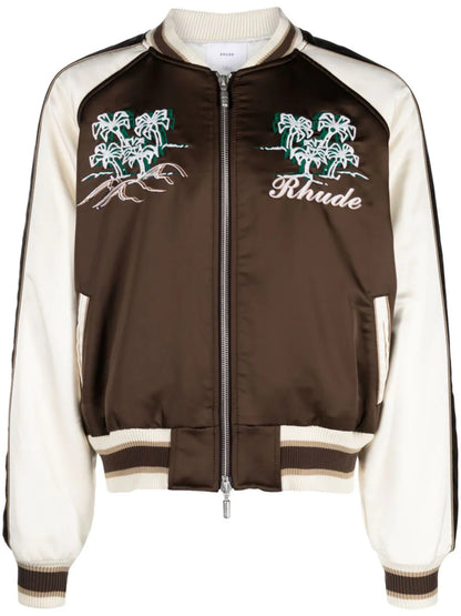RHUDE Crepe Satin Souvenir Jacket Brown Creme