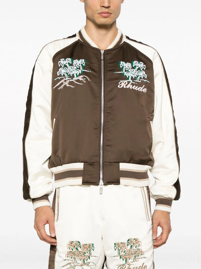 RHUDE Crepe Satin Souvenir Jacket Brown Creme