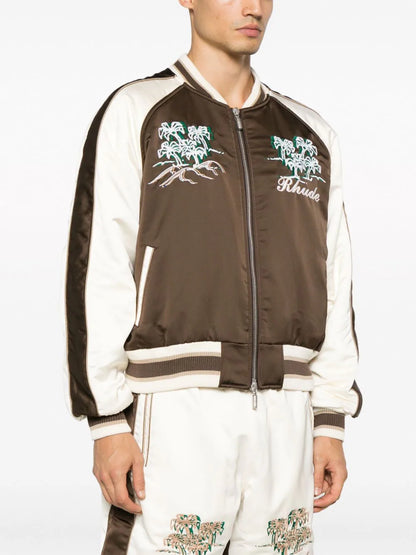 RHUDE Crepe Satin Souvenir Jacket Brown Creme