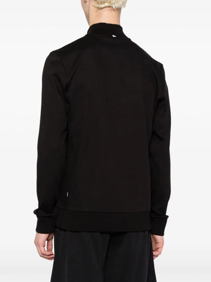 BOSS Sidney Logo-Patch High-Neck Half-zip Long-sleeved Sweatshirt Black