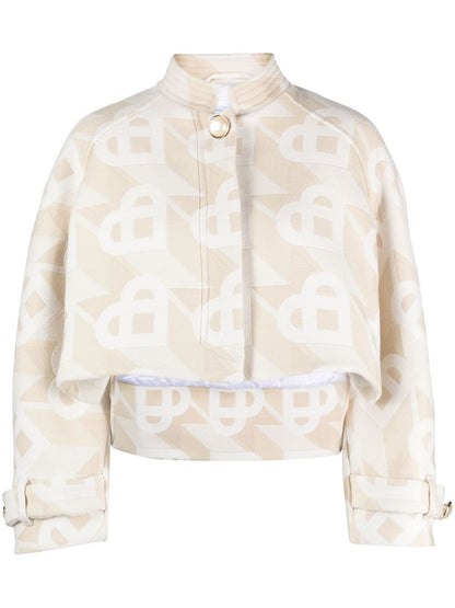 CASABLANCA WOMEN Short Suit Cropped Jacket Heart Monogramme Off-White