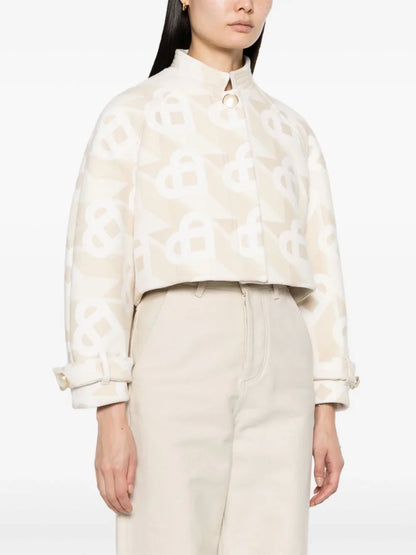 CASABLANCA WOMEN Short Suit Cropped Jacket Heart Monogramme Off-White