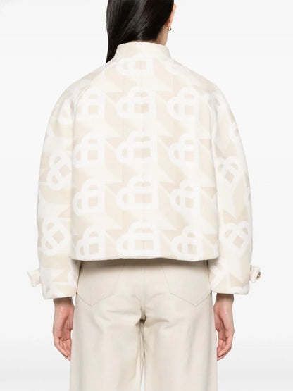 CASABLANCA WOMEN Short Suit Cropped Jacket Heart Monogramme Off-White