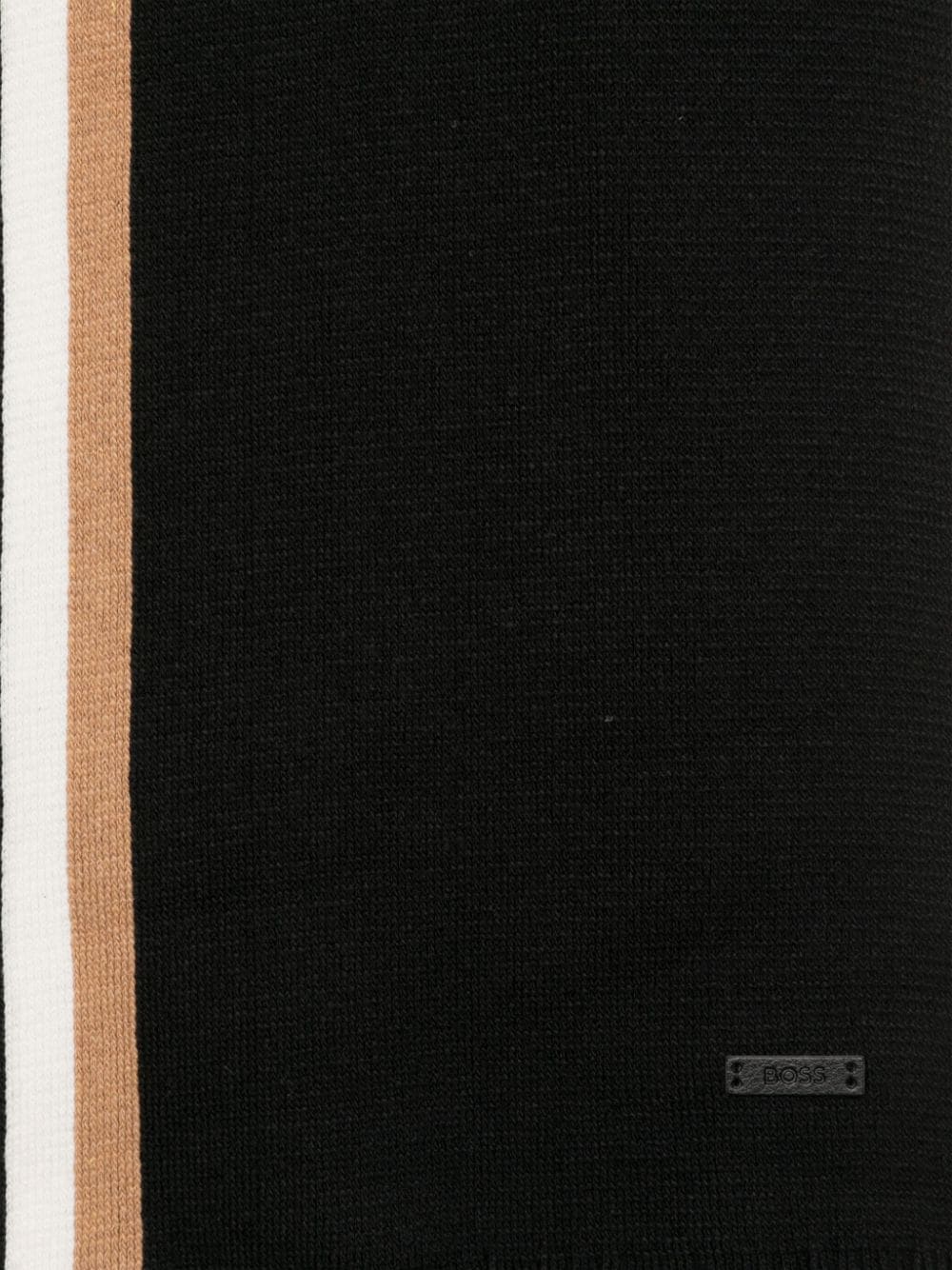 BOSS MEN Logo-Patch Striped Scarf And Knitted Beanie Set Black