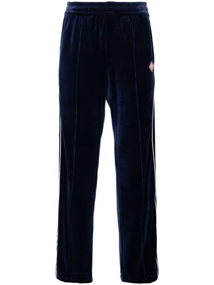 CASABLANCA Heart Monogram Velvet  Laurel Track Pants Navy