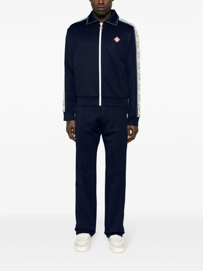 CASABLANCA Heart Monogram Velvet  Laurel Track Pants Navy
