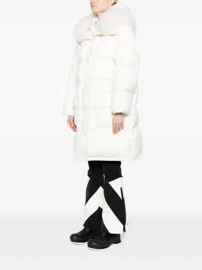 MONCLER WOMEN Roquette Quilted Ruvuma Long Parka Coat Beige