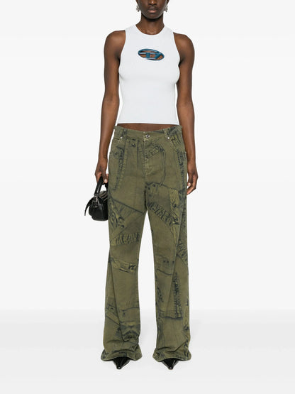DIESEL WOMEN M-Onerva Cut-out Logo-plaque Knitted Top Light Blue