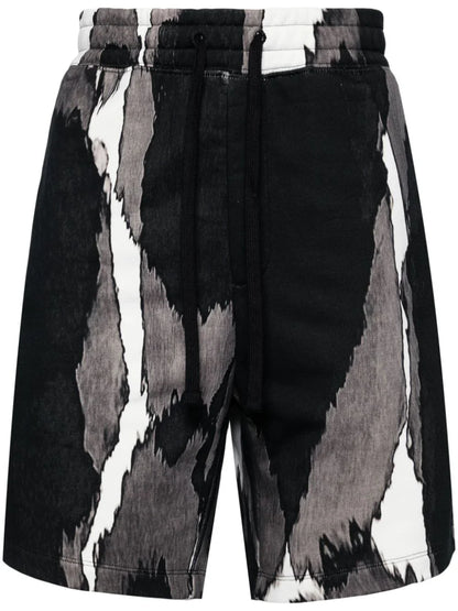 HUGO Daverar Jersey Cotton Abstract-Print Cotton Short  Black Grey
