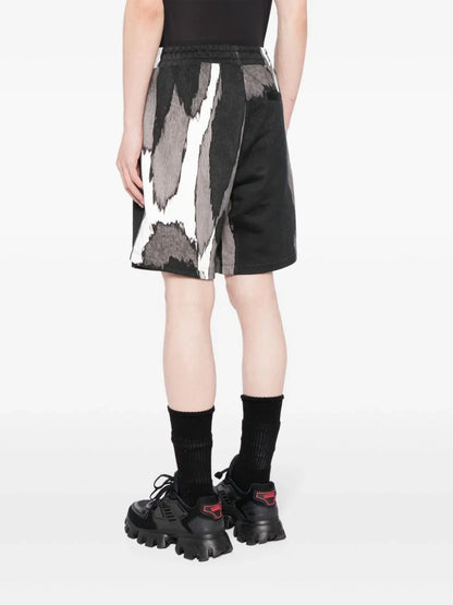 HUGO Daverar Jersey Cotton Abstract-Print Cotton Short  Black Grey