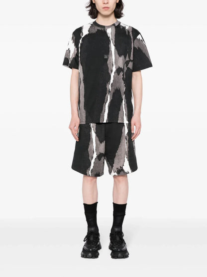 HUGO Daverar Jersey Cotton Abstract-Print Cotton Short  Black Grey