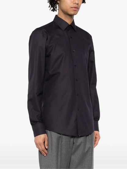 BOSS H-Hank Slim-Fit Long-Sleeved Cotton Shirt Navy