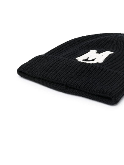 MONCLER Embroidered Monogram Beanie Black