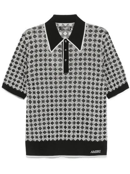 AMIRI Short Sleeve Logo MA Quad Polo Shirt Black