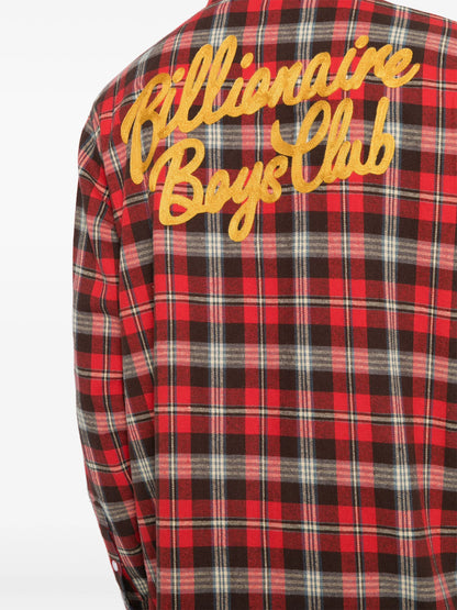 BILLIONAIRE BOYS CLUB Long Sleeve Check Shirt Red