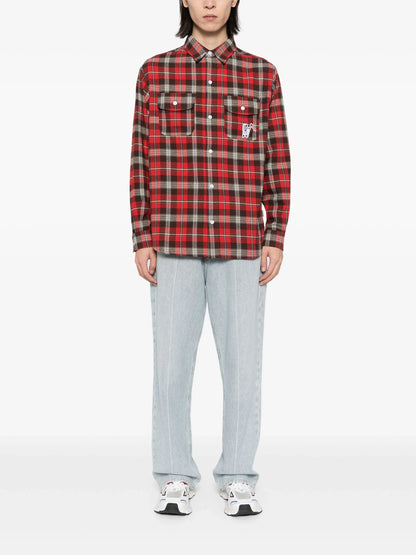BILLIONAIRE BOYS CLUB Long Sleeve Check Shirt Red