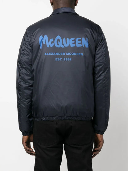 ALEXANDER MCQUEEN Logo-print Bomber Jacket Navy
