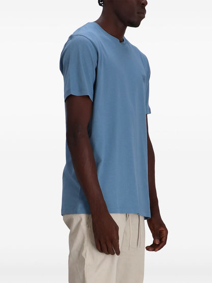 BOSS Tales Logo Patch Cotton T-Shirt Open Blue