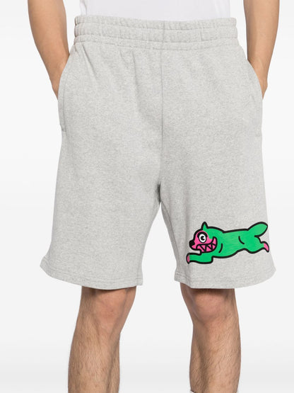 ICECREAM Running Dog Cotton-Jersey Sweat Shorts Heather Grey