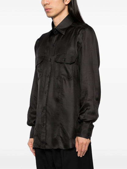 TOM FORD Slim-Fit Silk-Twill Shirt Black