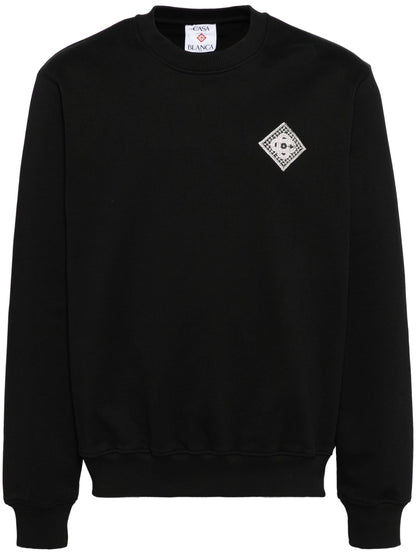 CASABLANCA Pearl Diamond CC Logo Patch Sweatshirt Black