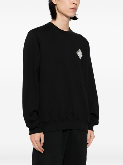 CASABLANCA Pearl Diamond CC Logo Patch Sweatshirt Black