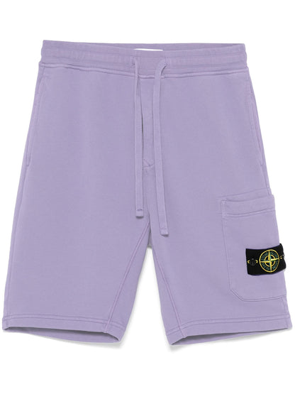 STONE ISLAND Compass Badge Cotton Shorts Lilac