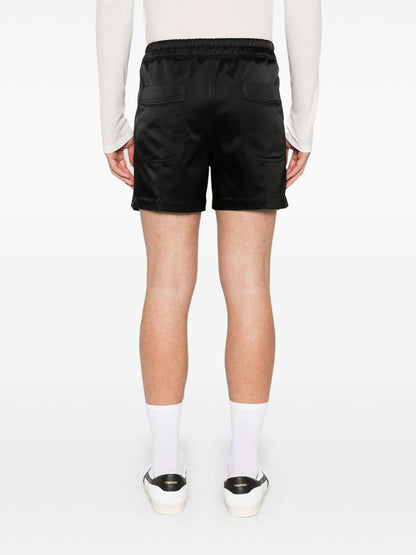 TOM FORD Pleat Detail Drawstring  Satin Shorts Black