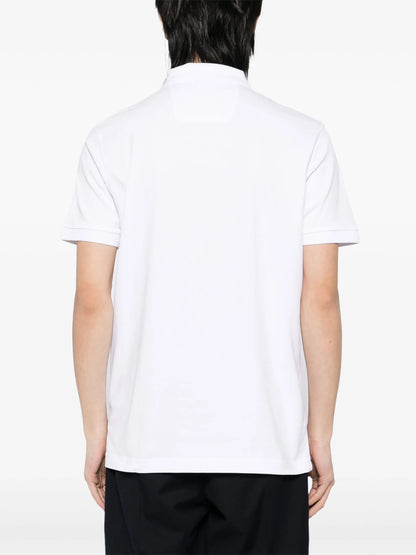 BOSS Paddy Mirror Logo-Print Cotton Polo Shirt White/White
