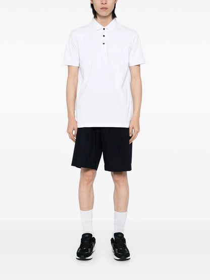 BOSS Paddy Mirror Logo-Print Cotton Polo Shirt White/White