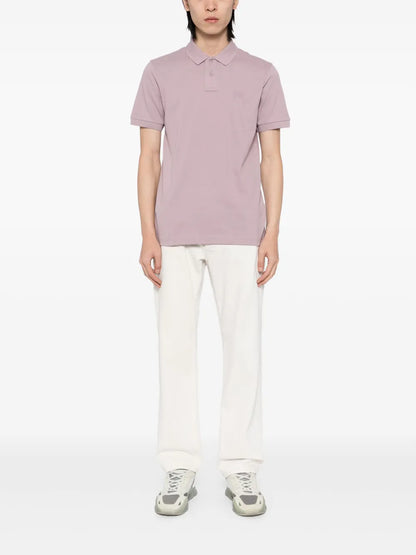 BOSS Passenger Logo Patch Pique Polo Shirt Open Purple