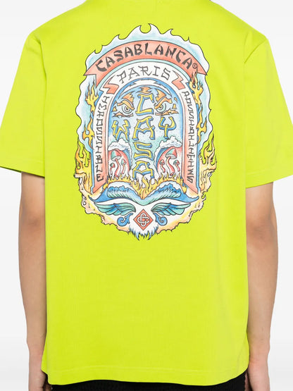 CASABLANCA Casa Way Skate Printed T-Shirt Lime