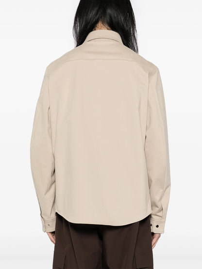 MONCLER Double Pocket Cotton Blend Shirt Beige