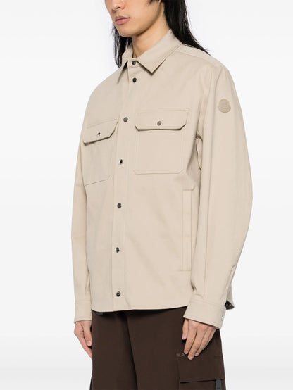 MONCLER Double Pocket Cotton Blend Shirt Beige