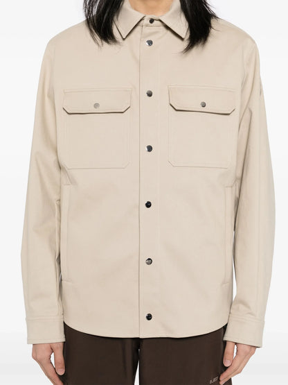 MONCLER Double Pocket Cotton Blend Shirt Beige