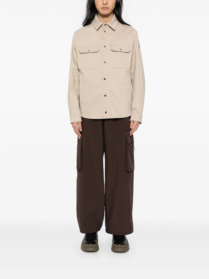 MONCLER Double Pocket Cotton Blend Shirt Beige