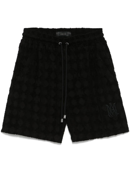 AMIRI MA Quad Logo Towelling Sweat Shorts Black