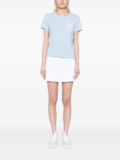 CASABLANCA WOMEN Looking At The Beauty Of The World Fitted T-Shirt Light Blue