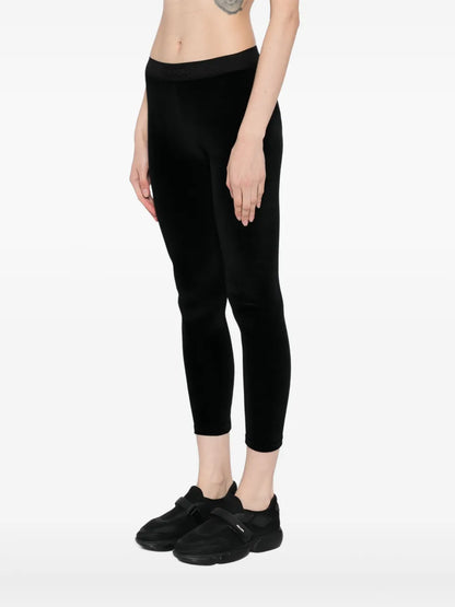 TOM FORD WOMEN Logo Stretch Velvet Leggings Black