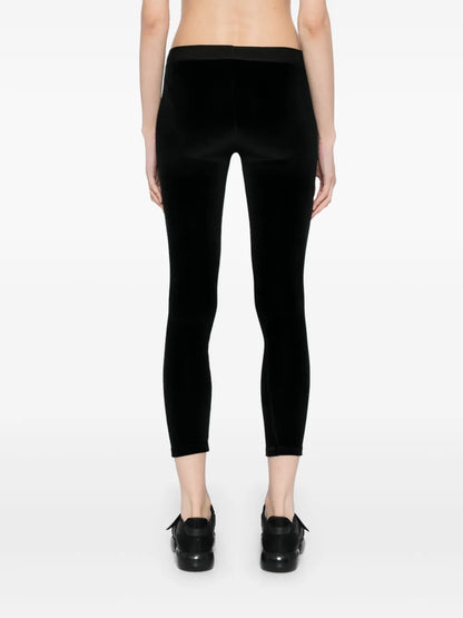 TOM FORD WOMEN Logo Stretch Velvet Leggings Black