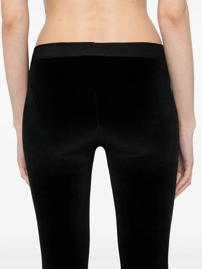TOM FORD WOMEN Logo Stretch Velvet Leggings Black