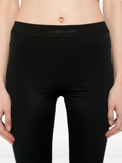 TOM FORD WOMEN Black Logo Stretch Lycra Leggings Black