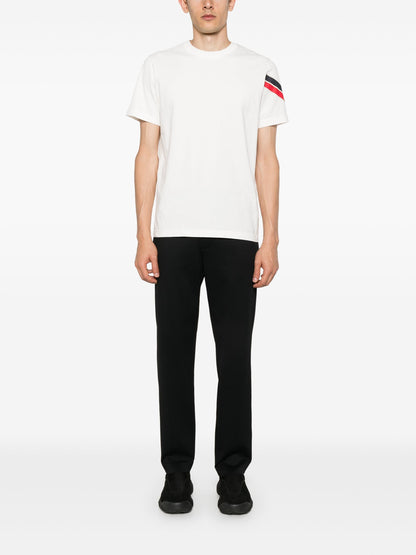 MONCLER Logo Patch Tri-Colour Cotton T-Shirt White