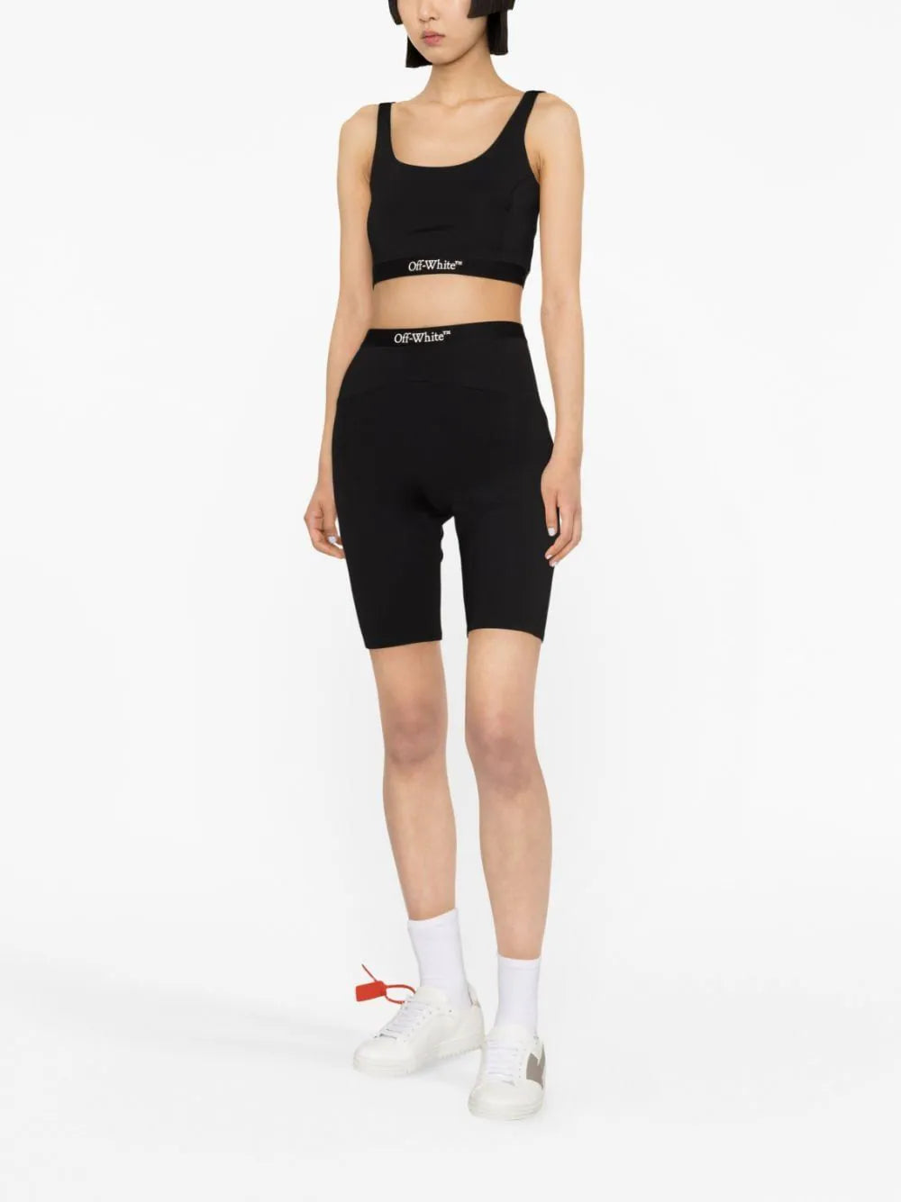 OFF-WHITE WOMEN Logo Band Bra Black White