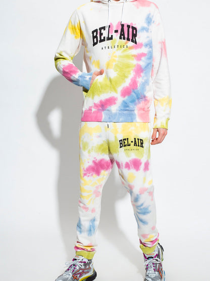 BEL-AIR ATHLETICS Logo Tie-Dye Hoodie White